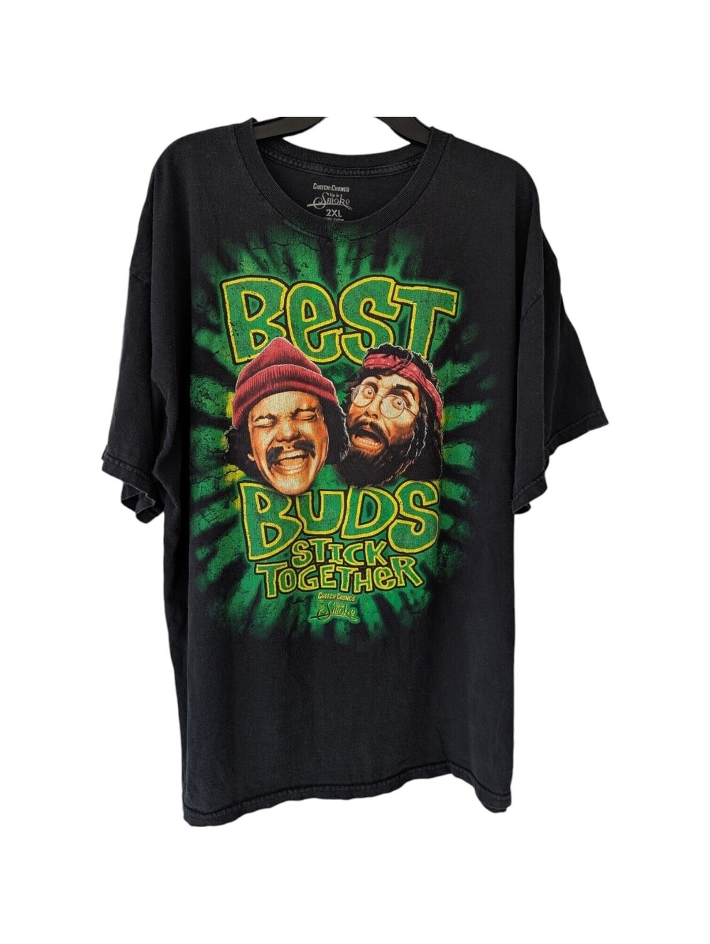 Cheech & Chong Up in Smoke T Shirt Mens 2XL Black Best Buds Graphic Tee 25.5x30